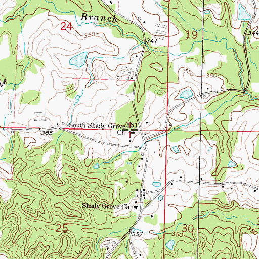 Topographic Map of South Shady Grove Church, MS