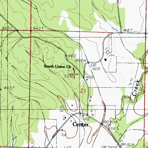 Topographic Map of South Union Cemetery, MS