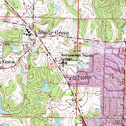 Topographic Map of Southeastern Baptist College, MS