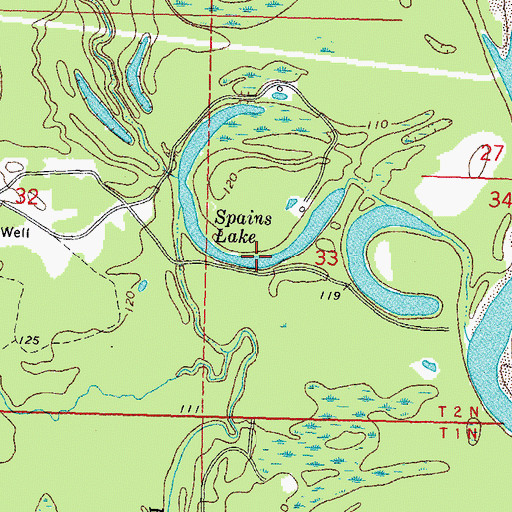 Topographic Map of Spains Lake, MS