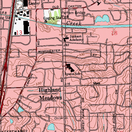 Topographic Map of Spann Elementary School, MS