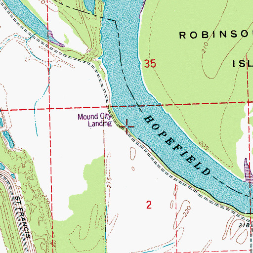 Topographic Map of Mound City Landing, AR