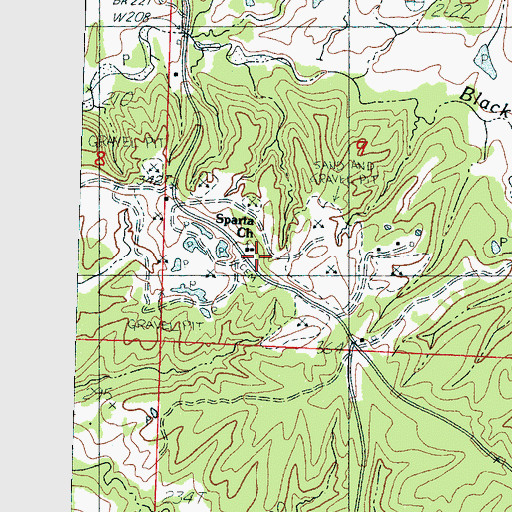 Topographic Map of Sparta Church, MS