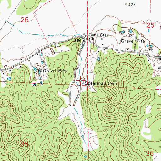 Topographic Map of Spearman Cemetery, MS