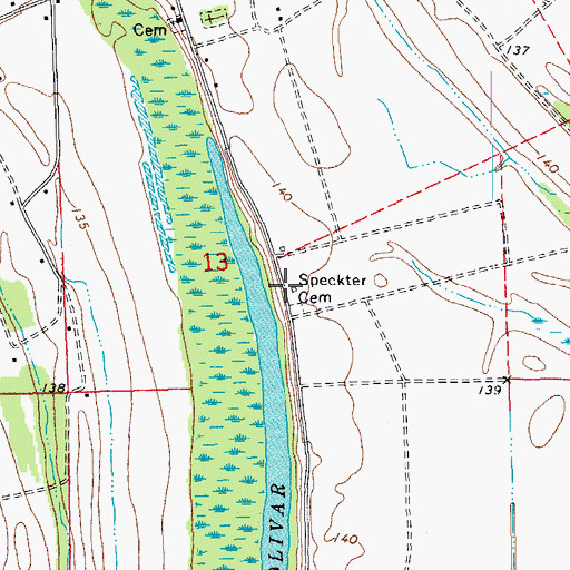 Topographic Map of Speckter Cemetery, MS