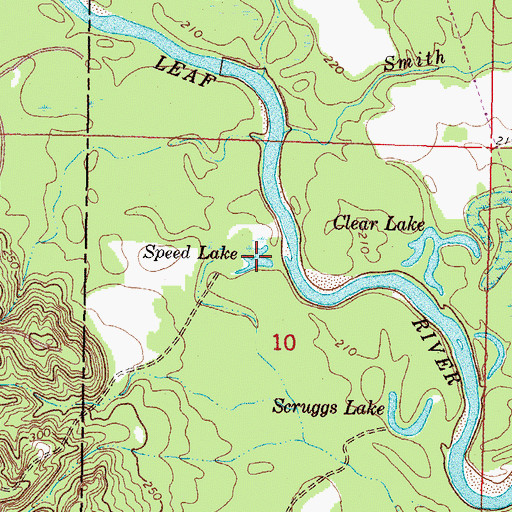 Topographic Map of Speed Lake, MS