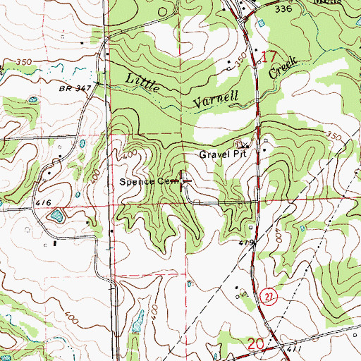 Topographic Map of Spence Cemetery, MS