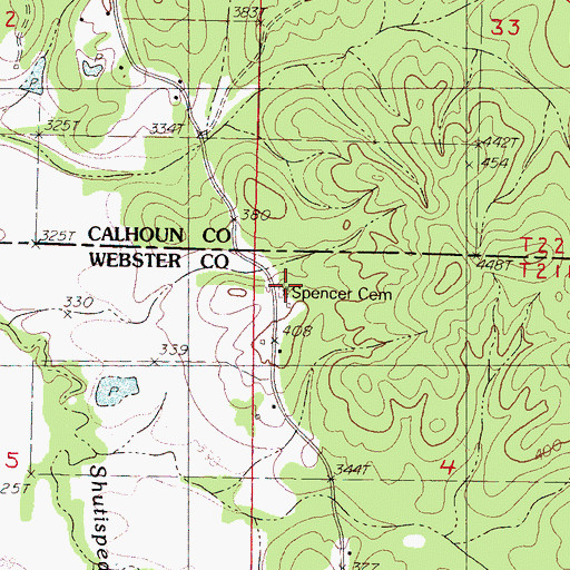 Topographic Map of Spencer Cemetery, MS