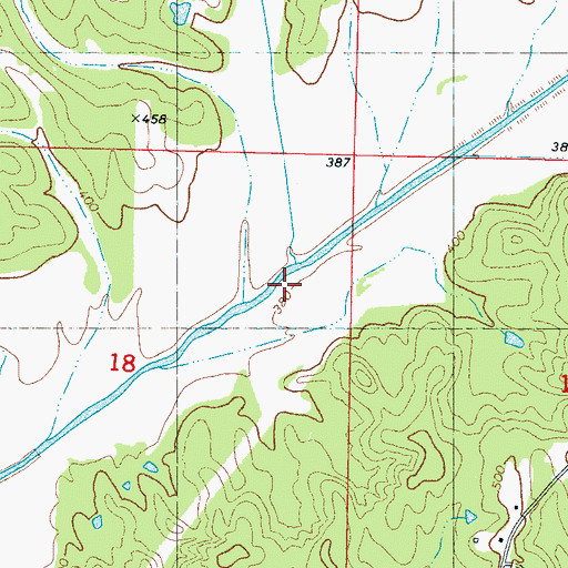 Topographic Map of Spencer Creek, MS