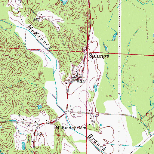 Topographic Map of Splunge, MS