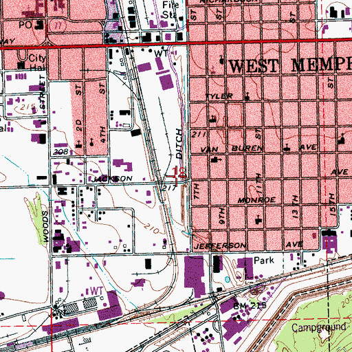 Topographic Map of Mount Calvary Missionary Baptist Church, AR