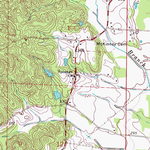Topographic Map of Splunge Baptist Church, MS