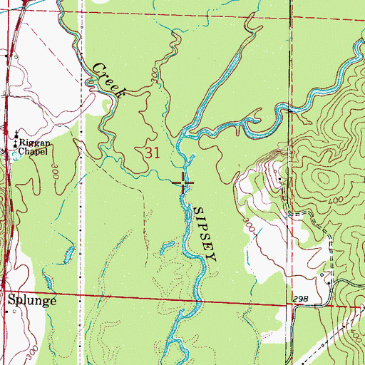 Topographic Map of Splunge Creek, MS