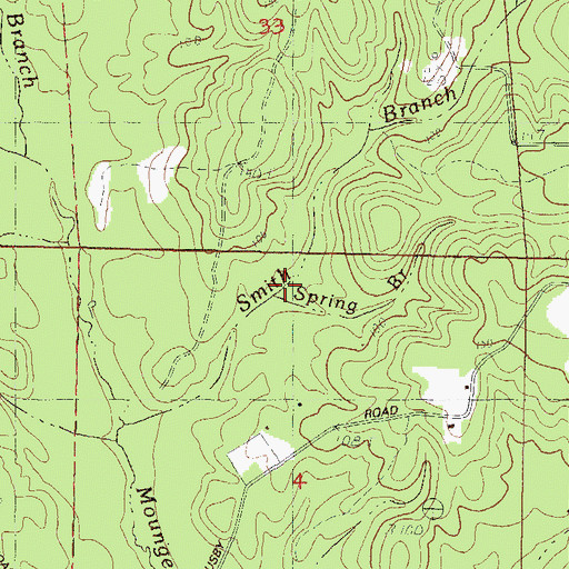 Topographic Map of Spring Branch, MS