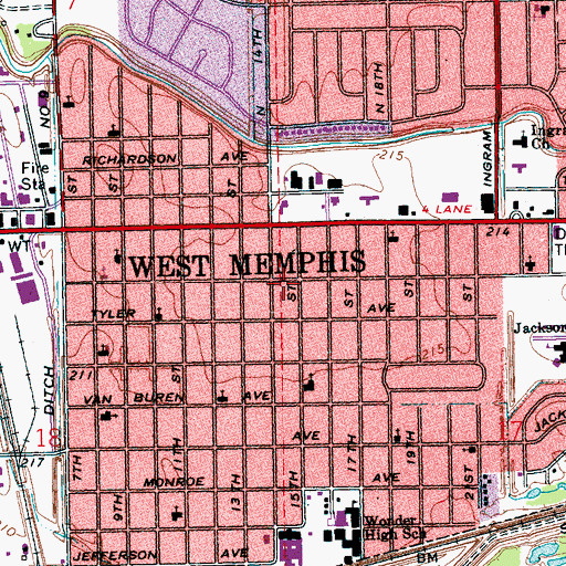 Topographic Map of Mount Olive Missionary Baptist Church, AR