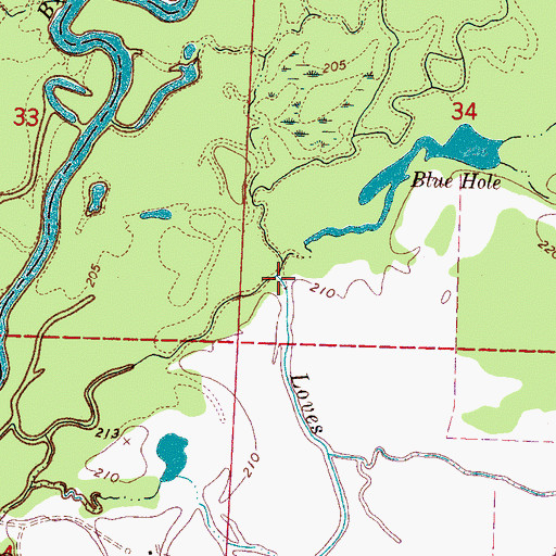 Topographic Map of Spring Branch, MS