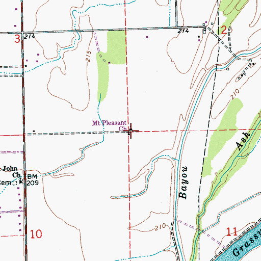 Topographic Map of Mount Pleasant Church, AR