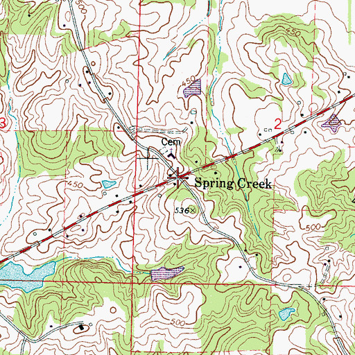Topographic Map of Spring Creek, MS