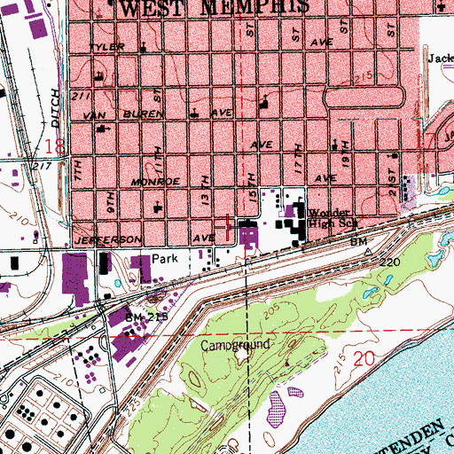 Topographic Map of New Hope Baptist Church, AR