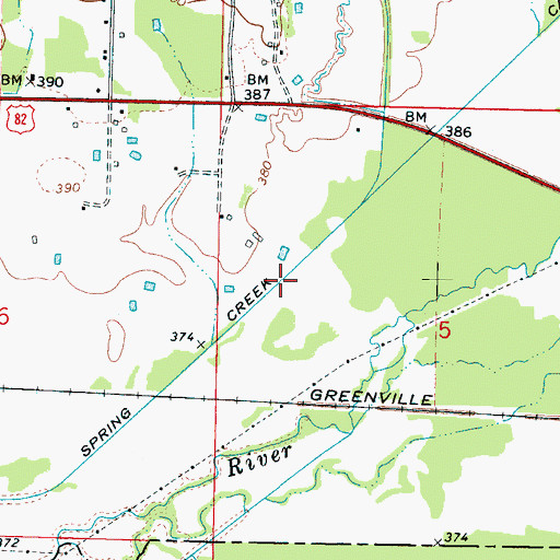 Topographic Map of Spring Creek Canal, MS