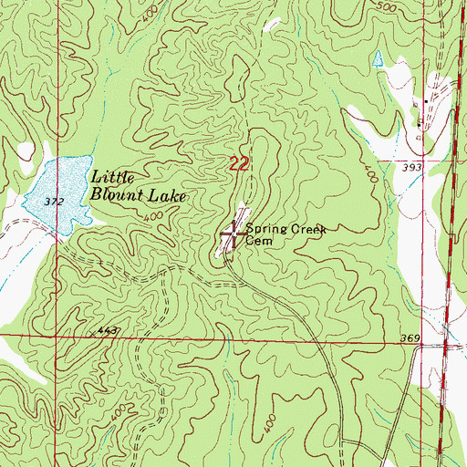 Topographic Map of Spring Creek Cemetery, MS