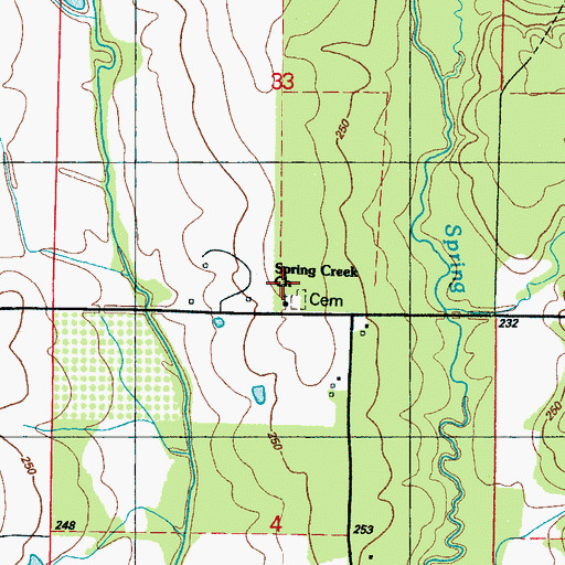 Topographic Map of Spring Creek School, MS