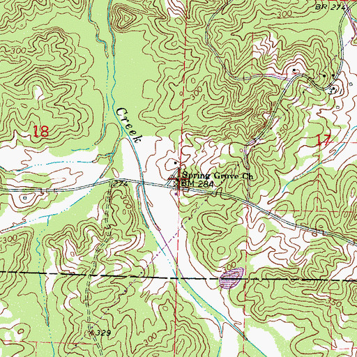 Topographic Map of Spring Grove Methodist Church, MS