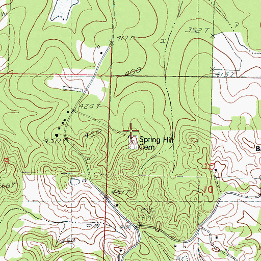 Topographic Map of Spring Hill Cemetery, MS