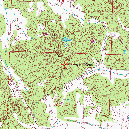 Topographic Map of Spring Hill Cemetery, MS