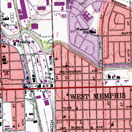 Topographic Map of New Mount Zion Missionary Baptist Church, AR