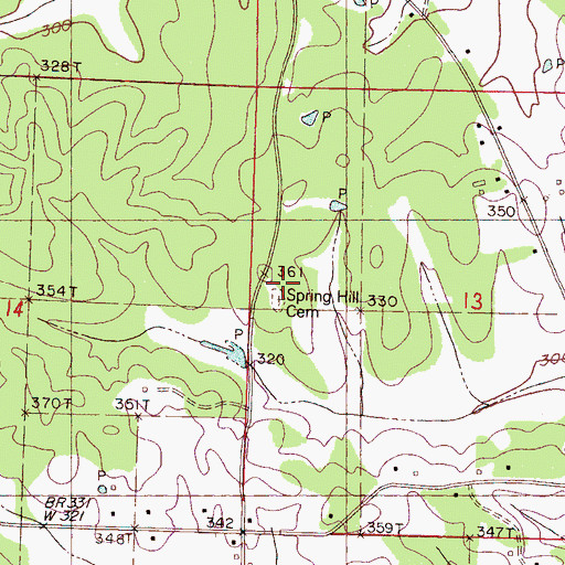Topographic Map of Spring Hill Cemetery, MS