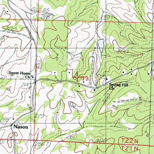 Topographic Map of Spring Hill Cemetery, MS