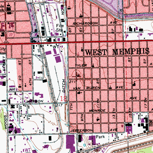 Topographic Map of New Saint Paul Baptist Church, AR