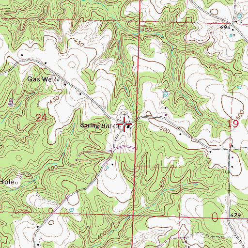 Topographic Map of Spring Hill Church, MS