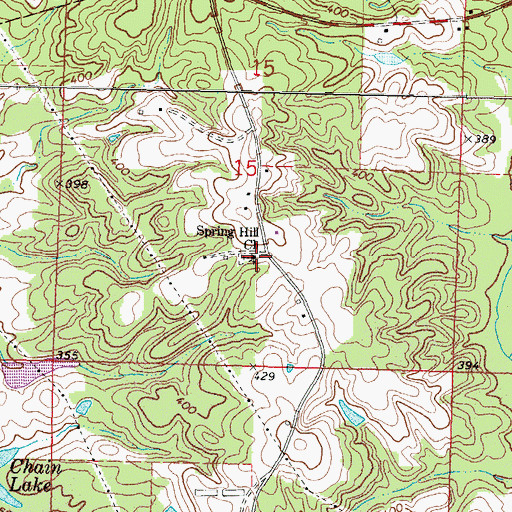 Topographic Map of Spring Hill Church, MS