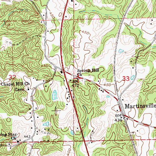 Topographic Map of Spring Hill Baptist Church, MS