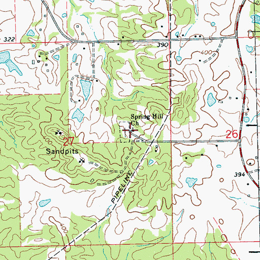 Topographic Map of Spring Hill Church, MS