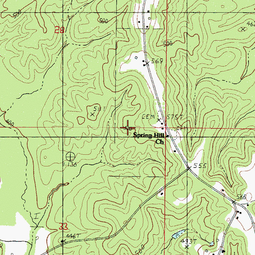 Topographic Map of Spring Hill Church, MS