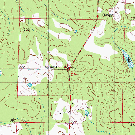 Topographic Map of Spring Hill Church, MS