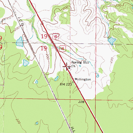 Topographic Map of Spring Hill Church, MS