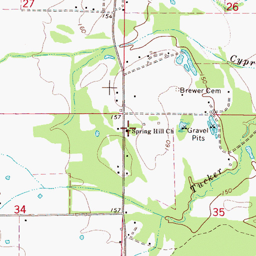 Topographic Map of Spring Hill Church, MS