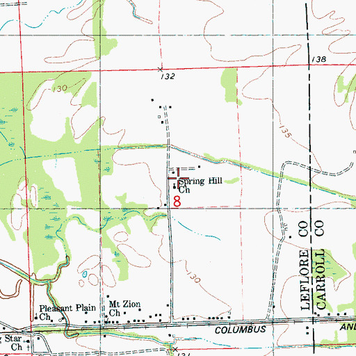 Topographic Map of Spring Hill Church, MS