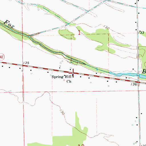 Topographic Map of Spring Hill Church, MS