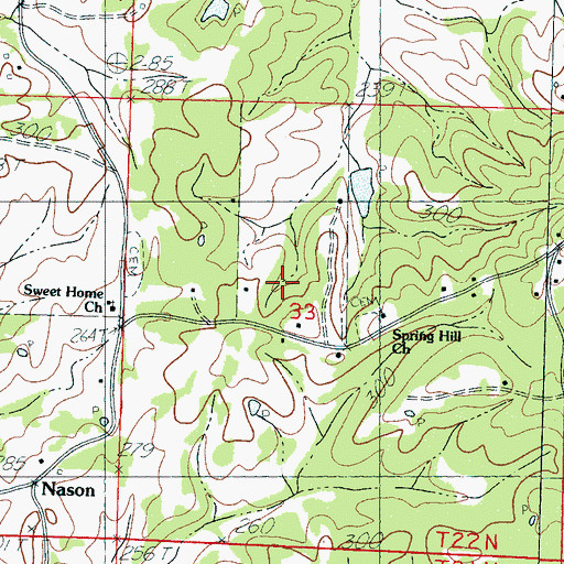 Topographic Map of Spring Hill Church, MS