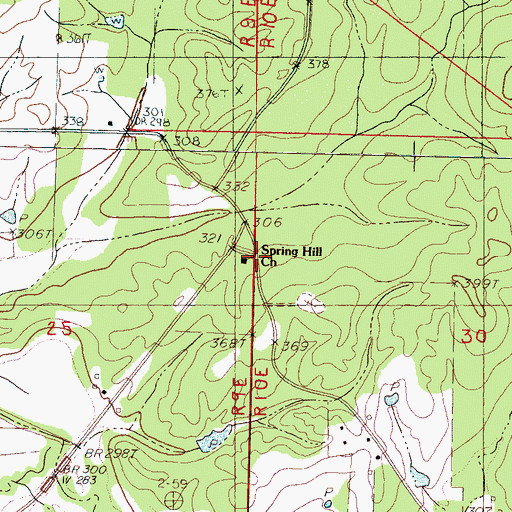 Topographic Map of Spring Hill Church, MS