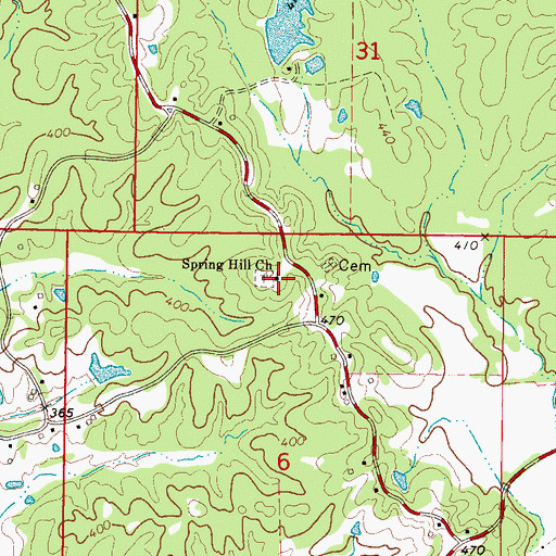 Topographic Map of Spring Hill Church, MS