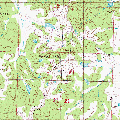 Topographic Map of Spring Hill Church, MS