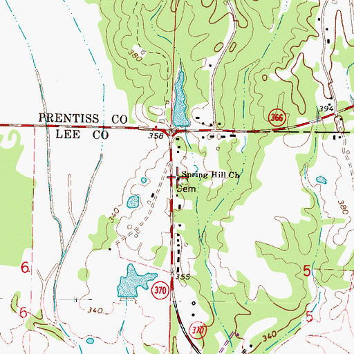 Topographic Map of Spring Hill Church, MS