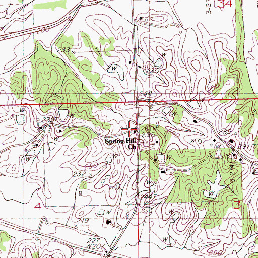 Topographic Map of Spring Hill Church, MS