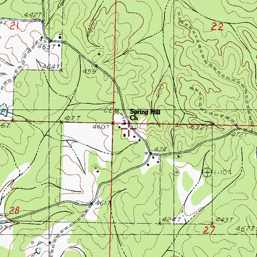 Topographic Map of Spring Hill School, MS